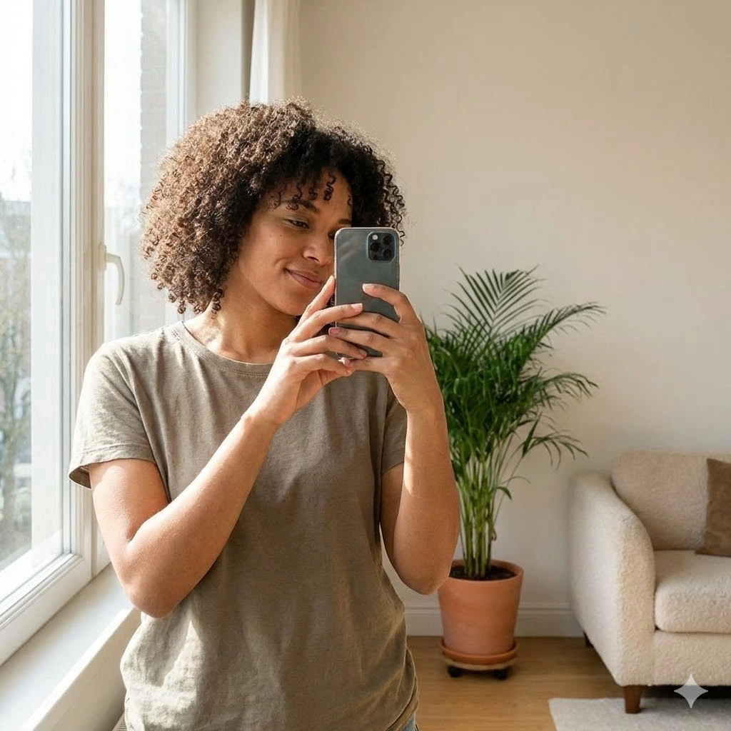 Taking consistent progress photos helps track facial changes during weight loss